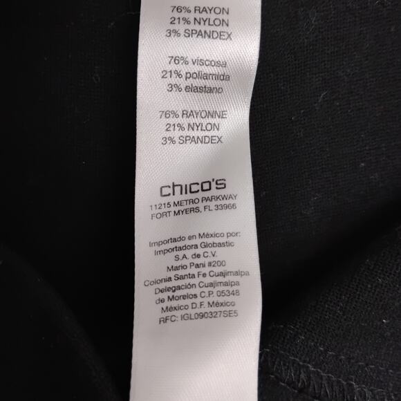 Chico's Pull On Pants Size 2 (large) Black Elastic Waist Mock Pockets - Picture 7 of 8